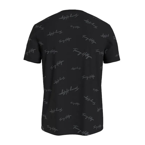 Tommy Hilfiger Men’s Signature Flag Striped Crew Neck Tee - Black - Picture 2 of 3